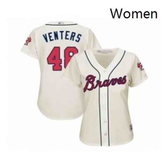 Womens Atlanta Braves 48 Jonny Venters Replica Cream Alternate 2 Cool Base Baseball Jersey